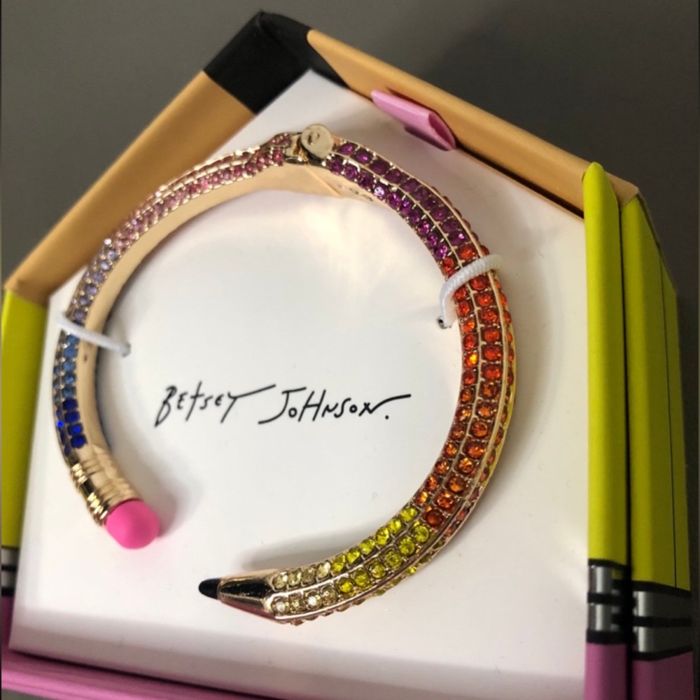 RESERVED @melissaw1126 BETSEY JOHNSON Multi-Color Crystals Pencil Bracelet NWT - Picture 4 of 7